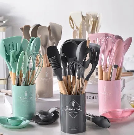 Kit de Colheres de Silicone para Cozinha – 12 Peças