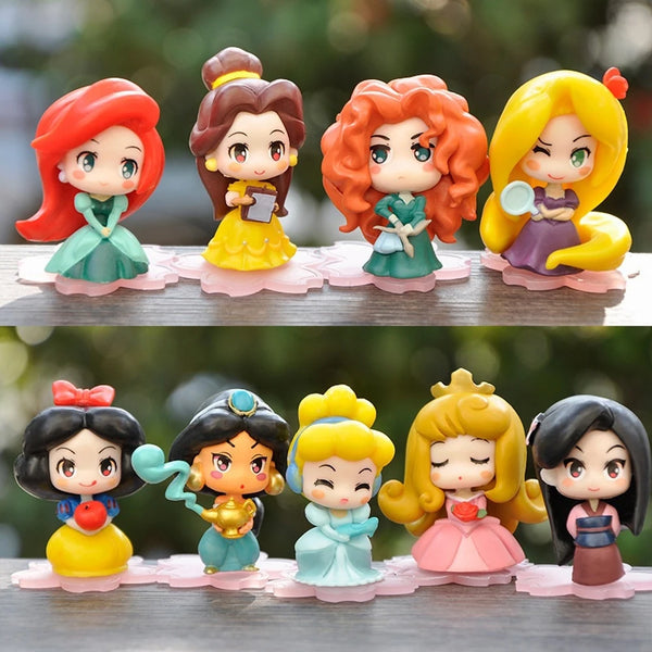 Conjunto 9 Peças Princesa – Rapunzel, Branca de Neve, Jasmine, Mulan, Ariel