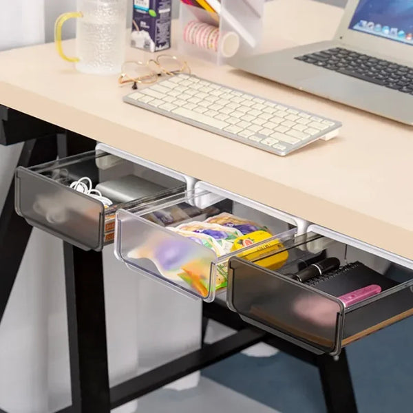 Gaveta Adesiva Oculta para Mesa de Escritório - Organizador Inteligente de Papelaria e Objetos
